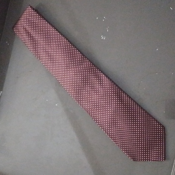 Joseph Abboud Burgundy, Brown and Pink Patterned Tie - Picture 2 of 5